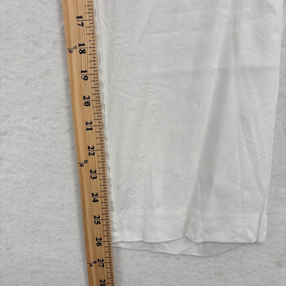 J Jill Crop Pants Size XL Tall White Linen Stretch Pull On Pockets High Rise - Picture 9 of 10